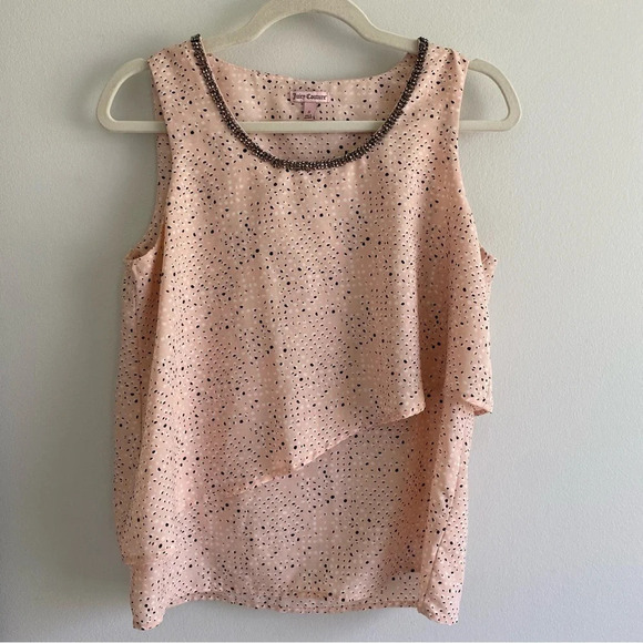 JUICY Couture Flowy, Asymmetrical  Pink white and black speckled Tank Top Size S - Picture 1 of 13